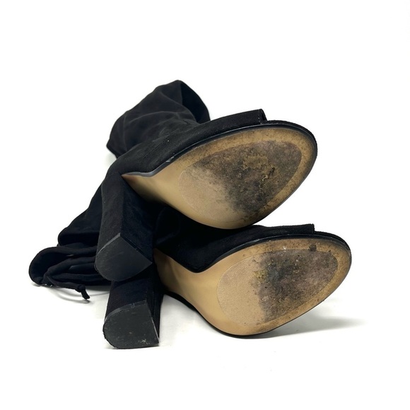 Steve Madden Elliana Peep Toe Over the Knee Boot Heel Black Faux Suede Size 8M - Picture 11 of 11